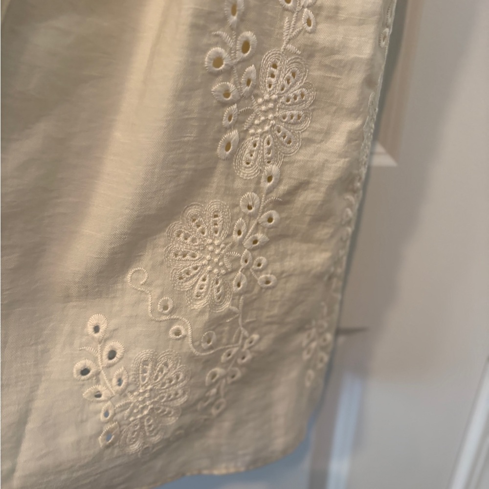 Zara Ivory Cream Cottagecore Lagenlook Embroidered Rope Tie Zip Maxi Skirt XL - Picture 8 of 14